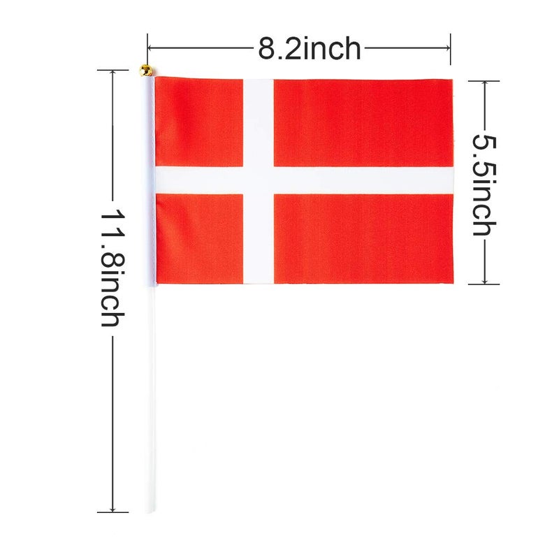 mflagperft Denmark Flag Danish Flag, Small Mini Handheld Denmark Flags on Stick, Ideal for Party Parades Sports Events Patriotic Festival Decorations - Image 3